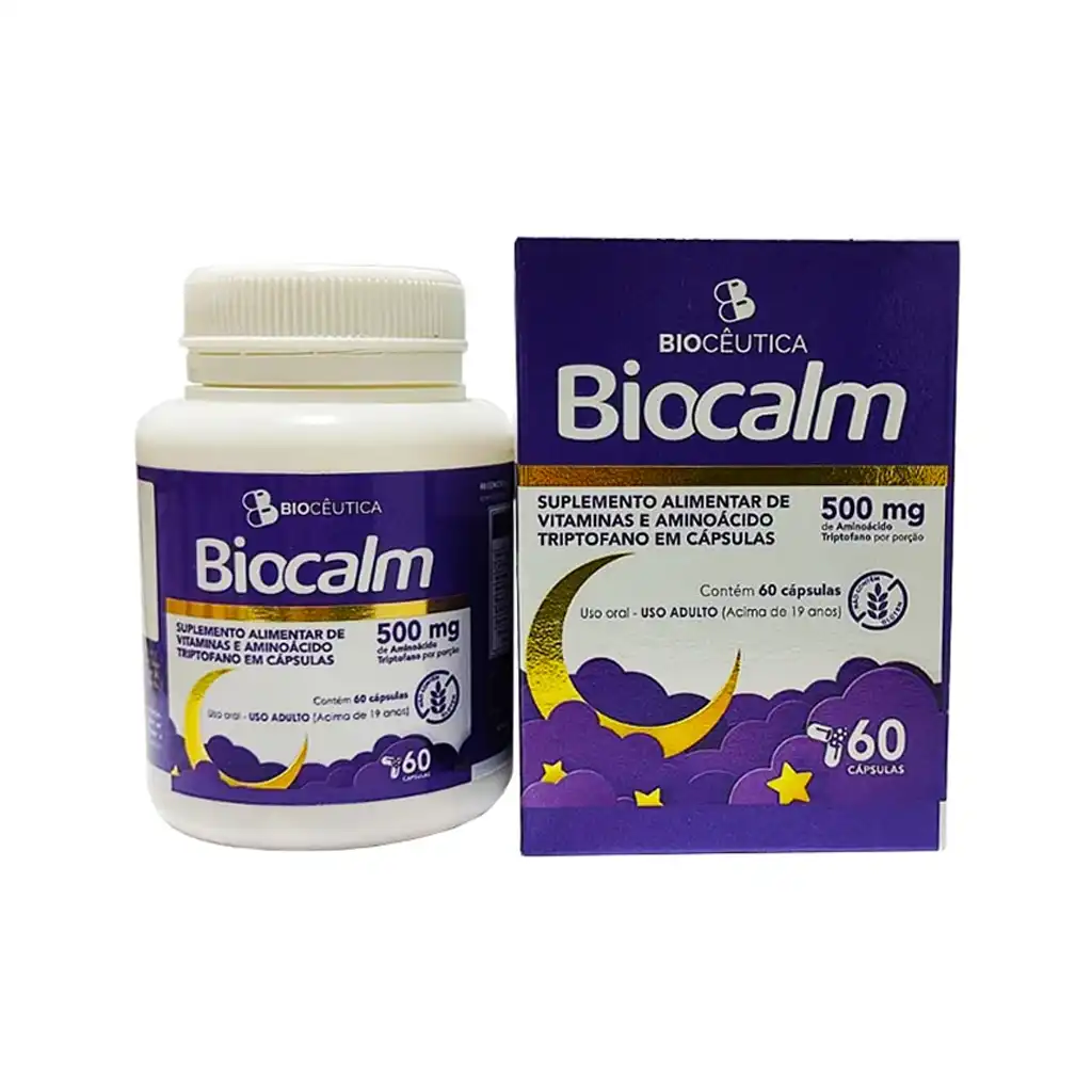 Suplemento Alimentar de Vitaminas e Aminoácidos BioCalm 500mg 60 Caps