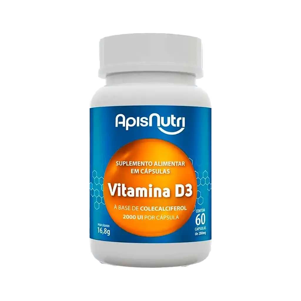 Suplemento de Vitamina D3 60caps 280mg 2000 UI- Apisnutri